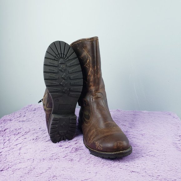 100%LEATHER Smokey-Brown Villager hiker fur lined Winter Waterproof boots 7.5 - Picture 4 of 7